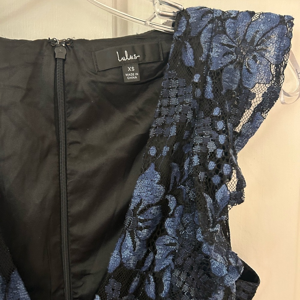 Lulus Molinetto Navy Blue Lace Ruffled Tiered Sleeveless Maxi Dress - Picture 4 of 6